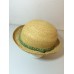 Vintage Straw Hat Italy Genuine Raffia 7 1/4 Green Band Derby  eb-68801584